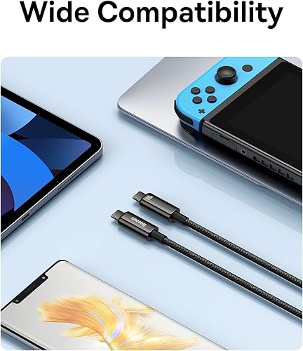 Miniatura 7 de Baseus Cable USB C, 240 W PD 5A de carga rápida USBC a USBC, cable de carga tipo C de aleación de zinc trenzado para iPhone 17 16 ProPlusPro Max,
