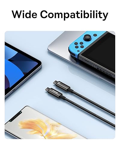 Miniatura 7 de Baseus Cable USB C, 240 W PD 3.1 5A QC 4.0 de carga rápida USB C a USB C, cable de datos trenzado de aleación de zinc tipo C a tipo C para Samsung