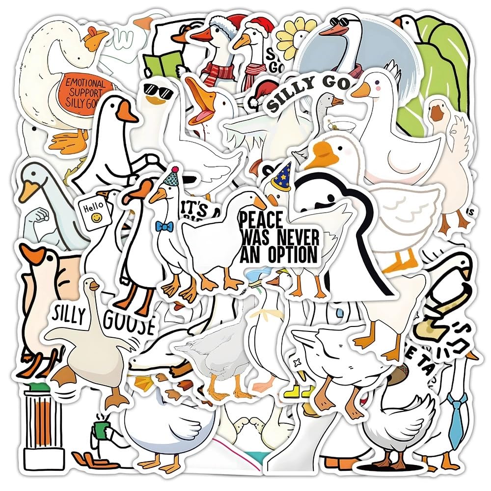 50 Pcs Cute Goose Stickers for Kids Teens Adults Boys Girls Gift,Funny Silly Animal Stickers Pack for Laptop,Skateboard,Luggage,Car,Bike,Cup,Computer,Water Bottle Decor,Vinyl Waterproof Decals - Image 3