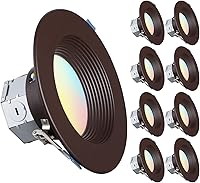 Vista 8 de TORCHSTAR Paquete de 8 5CCT de 4 pulgadas LED empotrados integrados sin lata con caja de conexión, deflector profundo antirreflejo, lámpara