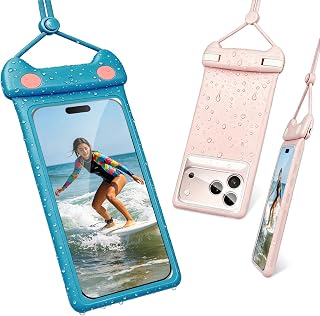 2 Pack Lovely Waterproof Phone Pouch with Lanyard Cell Phone IP8X Diving Outdoor Beach Underwater Up to 7.0" Universal Pho... Price In India