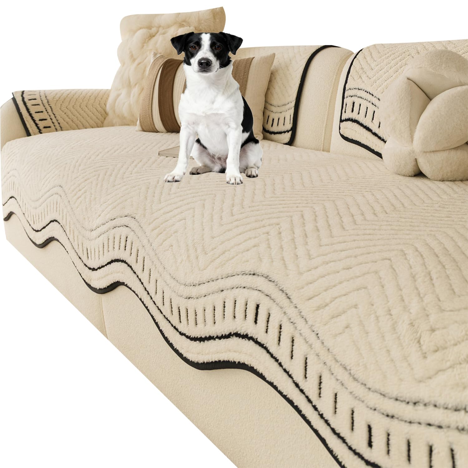Housse de canapé pour chien polaire noire 90x260cm antidérapante