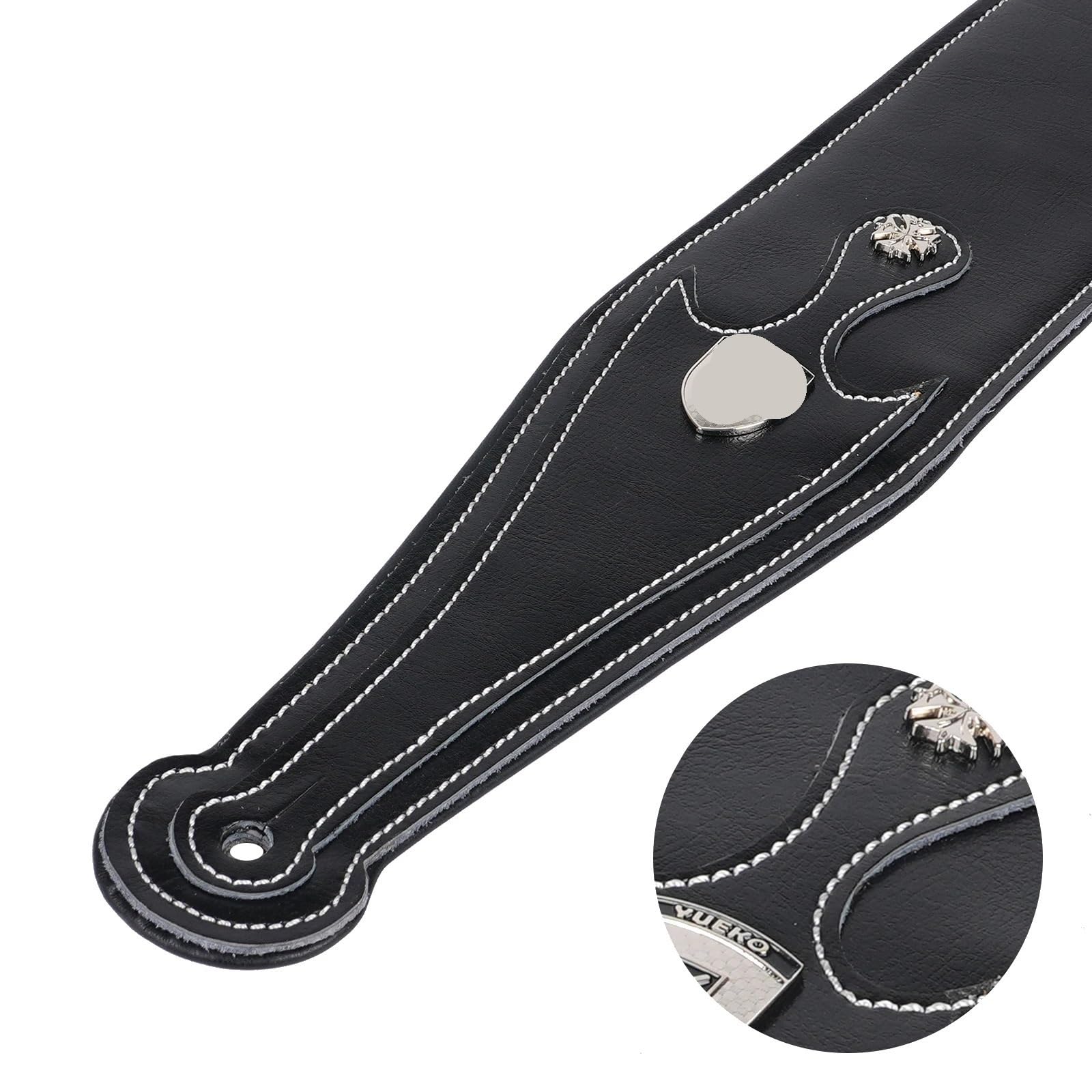Correa de guitarra cuero ajustable, correa hombro acolchada grano superior for guitarras acústicas y eléctricas, piezas bajo Para Tocar La Guitarra