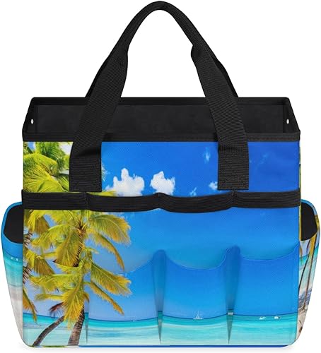 Miniatura 2 de Sea Beach - Bolsa de herramientas de jardín de cocoteros para mujeres y hombres, bolsas de almacenamiento de herramientas de jardinería con 10