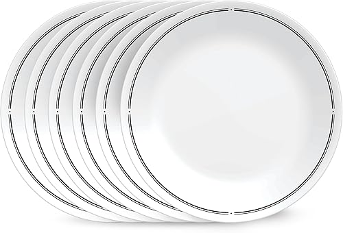 Corelle Vitrelle - Platos redondos de almuerzo de 6 piezas de 8.5 pulgadas, vidrio de triple capa, platos redondos ligeros, platos de ensalada,