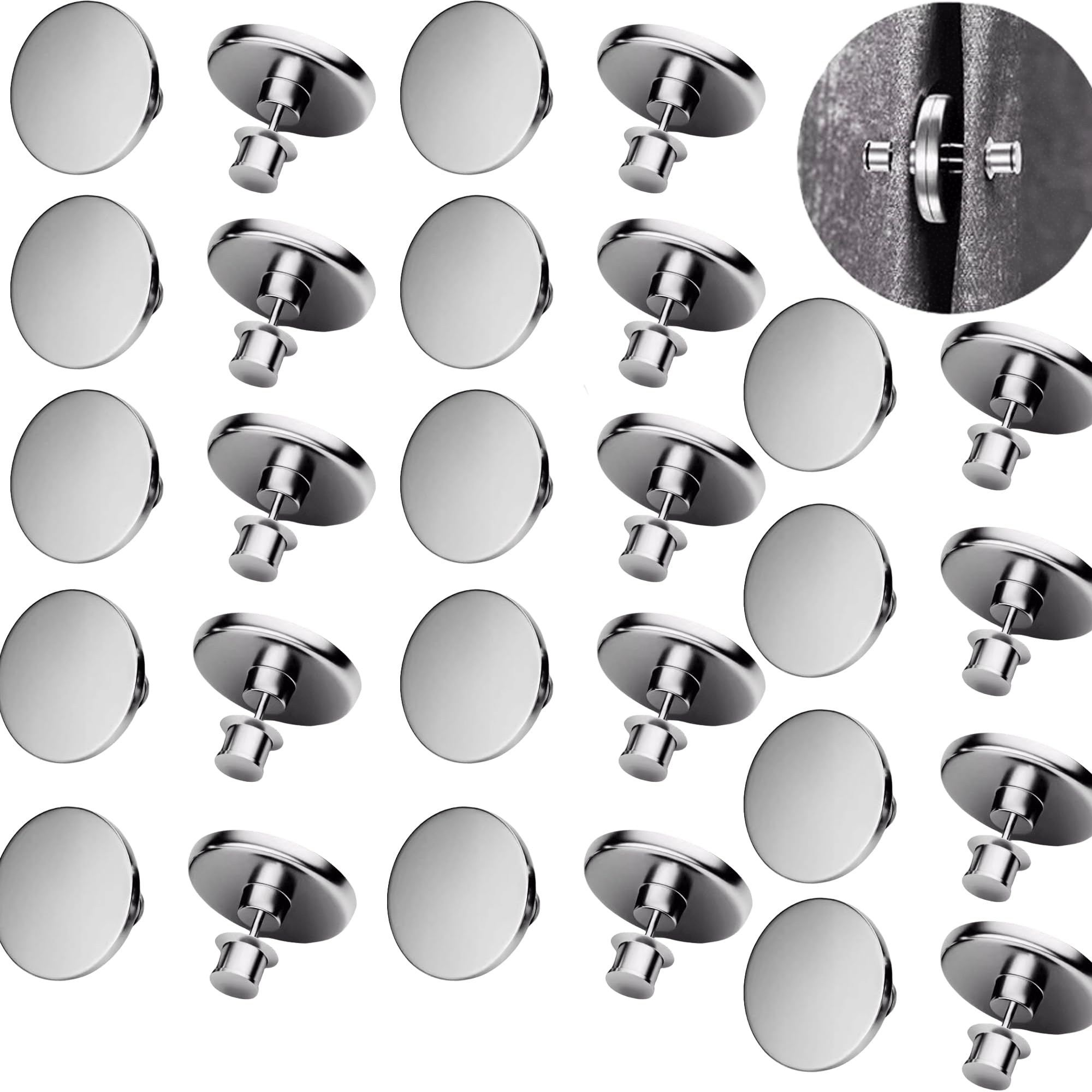 DWUENT 14Pairs Curtain Magnets 20mm - Double-Sided Magnetic Clips for Light Blocking, Curtain Spacers & Gazebo Weights, Tool-Free Installation for Home Bedroom Office Outdoor Use