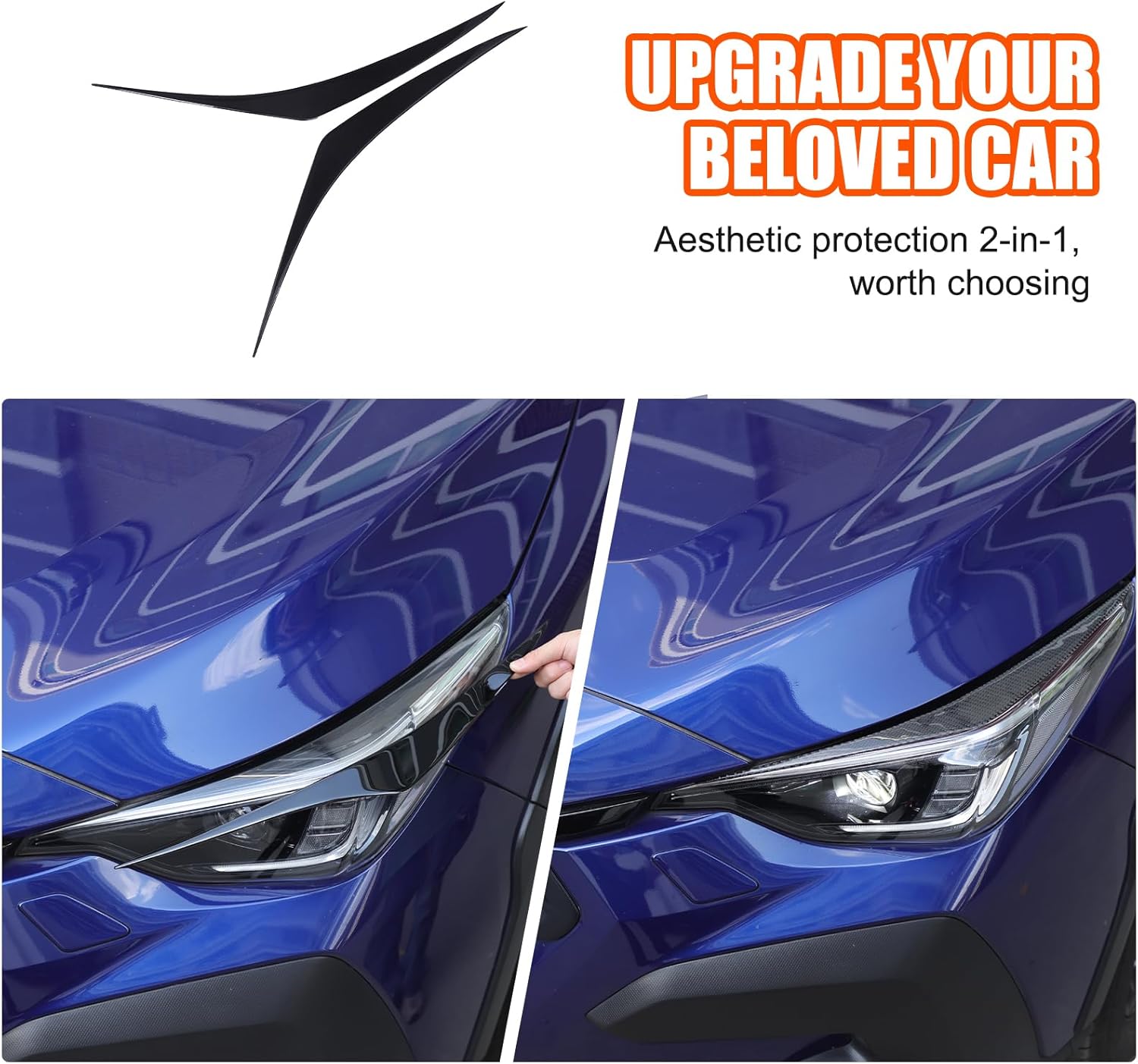 Car Headlight Cover Sticker Trim Compatible with Subaru Crosstrek 2024 2025 ，Car Headlight Eyebrow Sticker Protective Cover Exterior Decoration Accessories (Black)