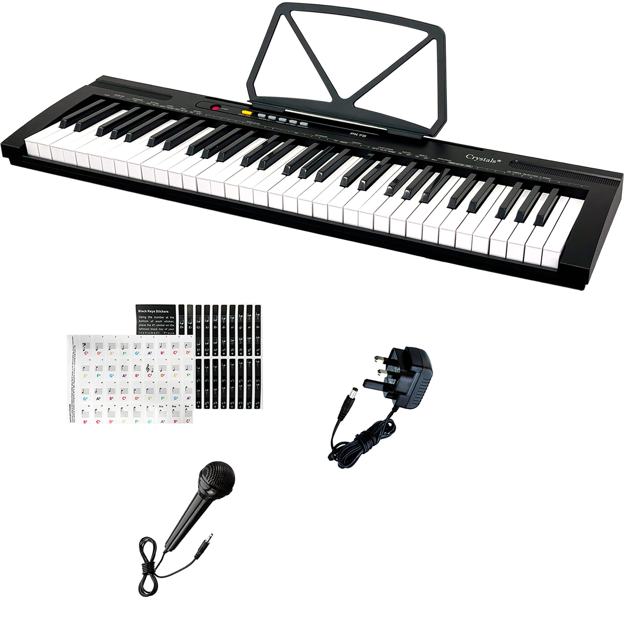 61 Keys Electronic Music Keyboard Piano, Portable Music Digital Piano with Built-in Speaker & Microphone, MP3 Workstation Music Instrument for Adult/Kids - Black