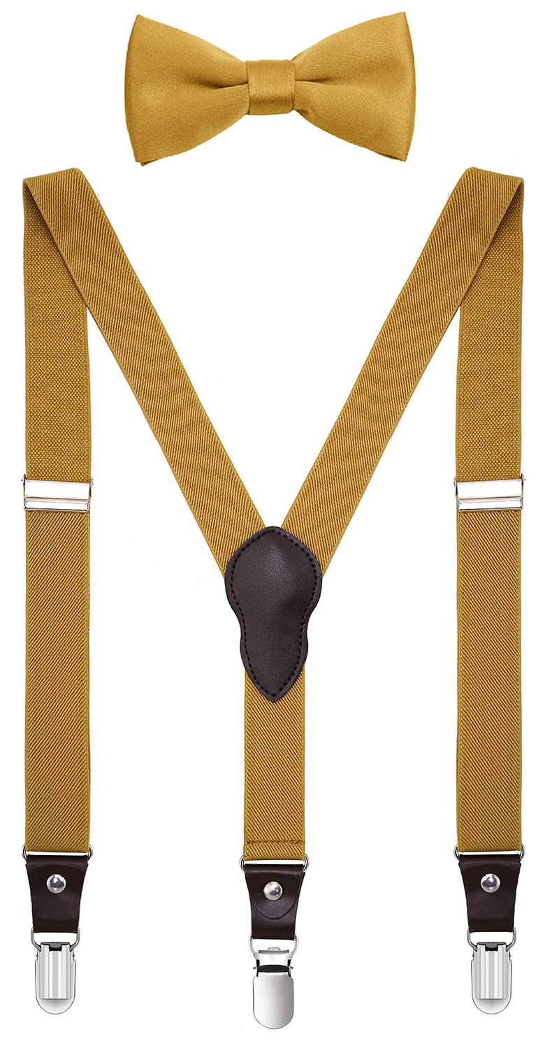 Shark Tooth Boys' Men's Suspenders and Bow Tie Set Y-Back Adjustable
