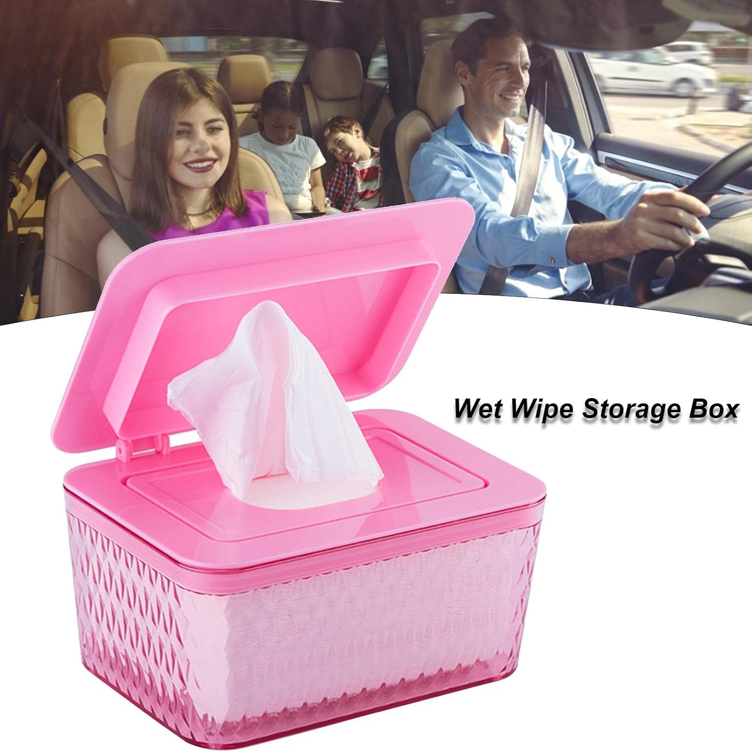 Fowybe Wipes Dispenser, Seal-Designed Wipe Case Dustproof Paper Towel Container with Lid Wet Tissues Storage Box for Bathroom Bedroom Kitchen(Rosa)