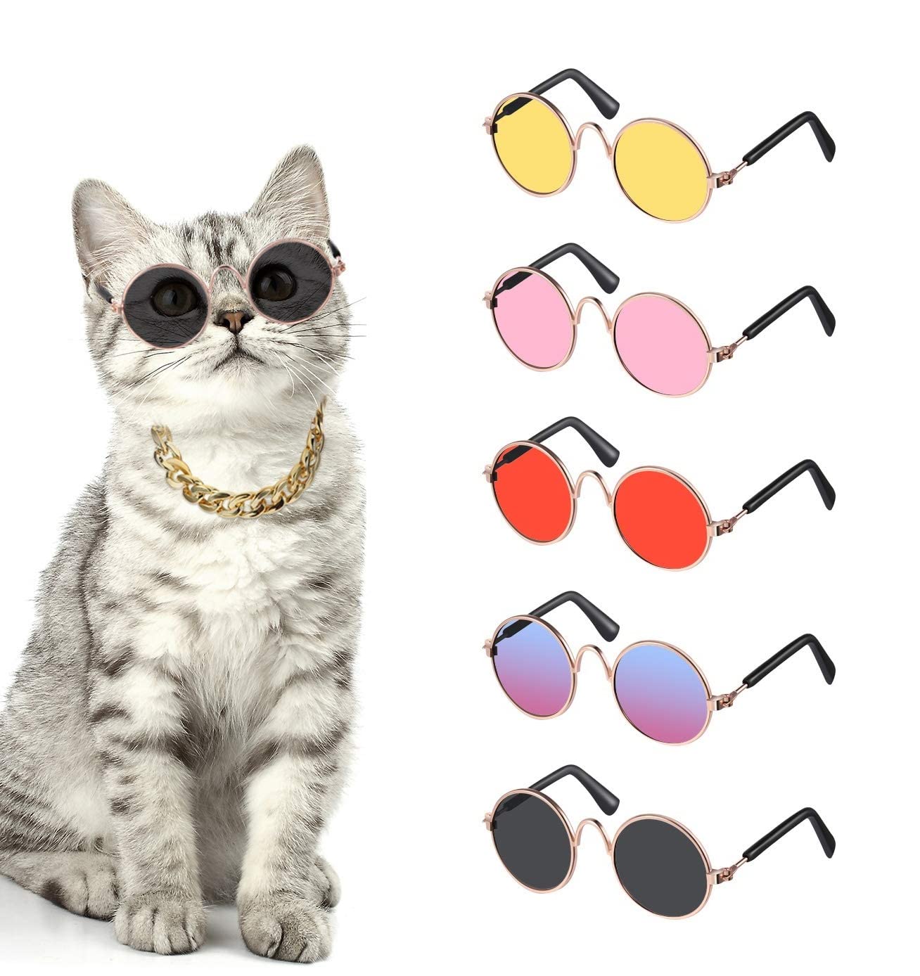 Pet Believe 5 Piece of Cool Cat Funny Cute Cat Small Dog Sunglasses Retro Pet Sunglasses for Cat Puppy Small Medium Dog See Main Image to Check How Will U Get (B0B2RHPGYZ) Amazon Price History, Amazon Price Tracker