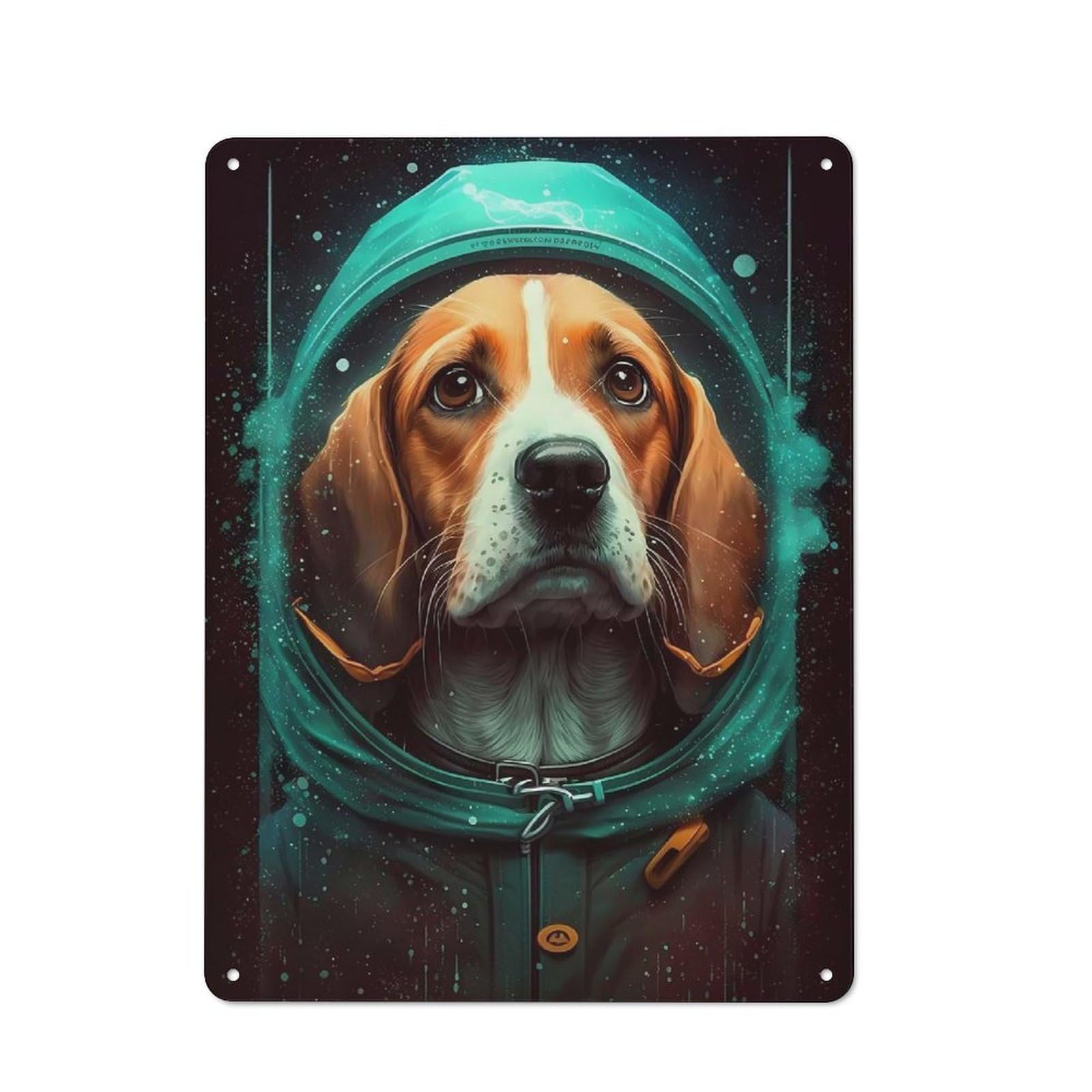 Junmoney Beagle Dog Rustic Tin Sign 40X30cm Featuring For Bar Or Restaurant, A Housewarming Gift For Bar Decor Enthusiasts