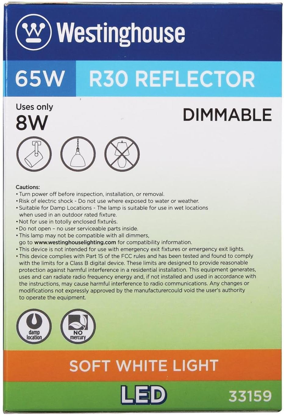 Westinghouse 3315900 65-Watt Equivalent R30 Flood Dimmable Soft White LED Light Bulb with GU24 Base