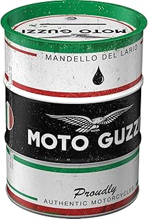 Nostalgic-Art Retro Ölfass-Spardose Moto Guzzi Motorcycle Oil – Geschenk-Idee für Motorrad-Fans, Metall-Sparschwein, Vinta...