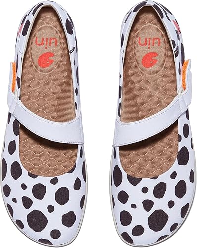 UIN Zapatos planos Mary Jane para mujer, con puntera redonda, informales, ligeros, cómodos, pintados con arte, zapatos de viaje Illites