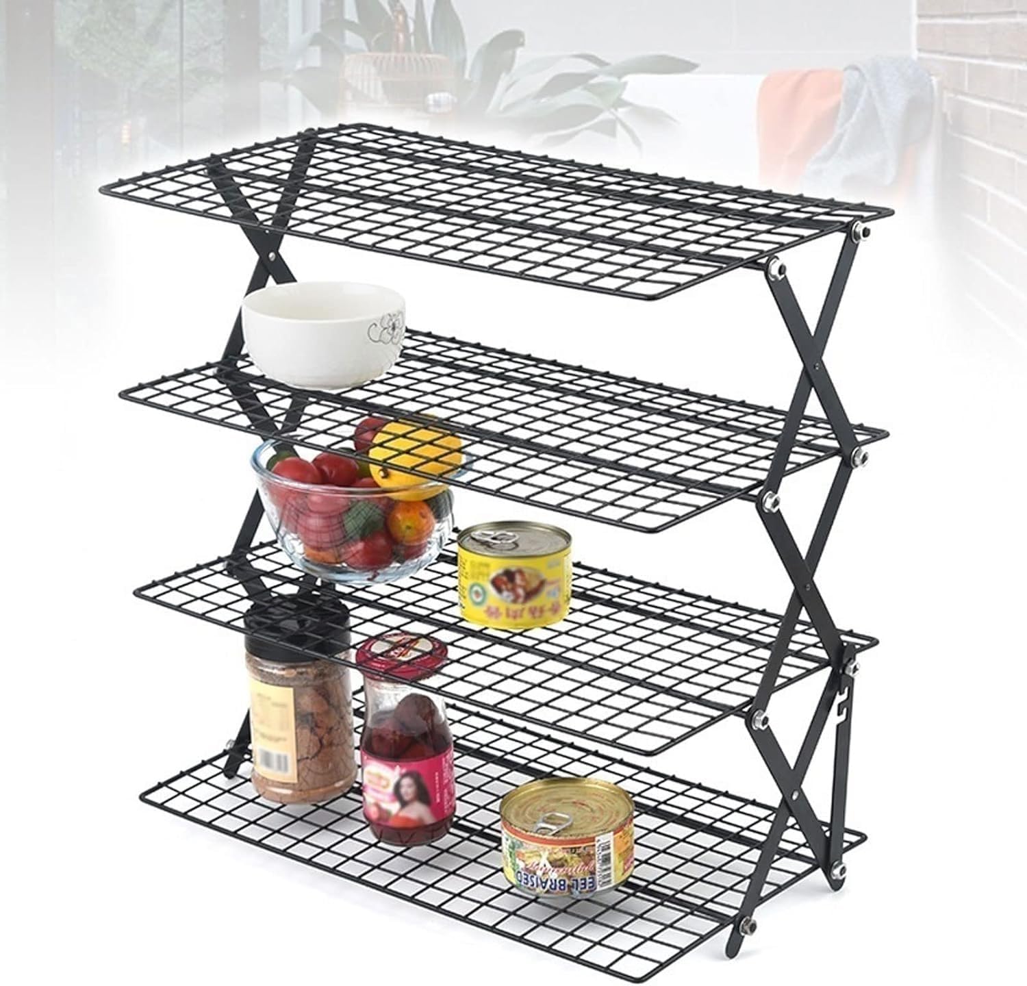 Usoway Beach Table Outdoor Camping Meal Rack Iron Art Rack Storage Portable Rack Picnic Stand Foldable Table, 665599