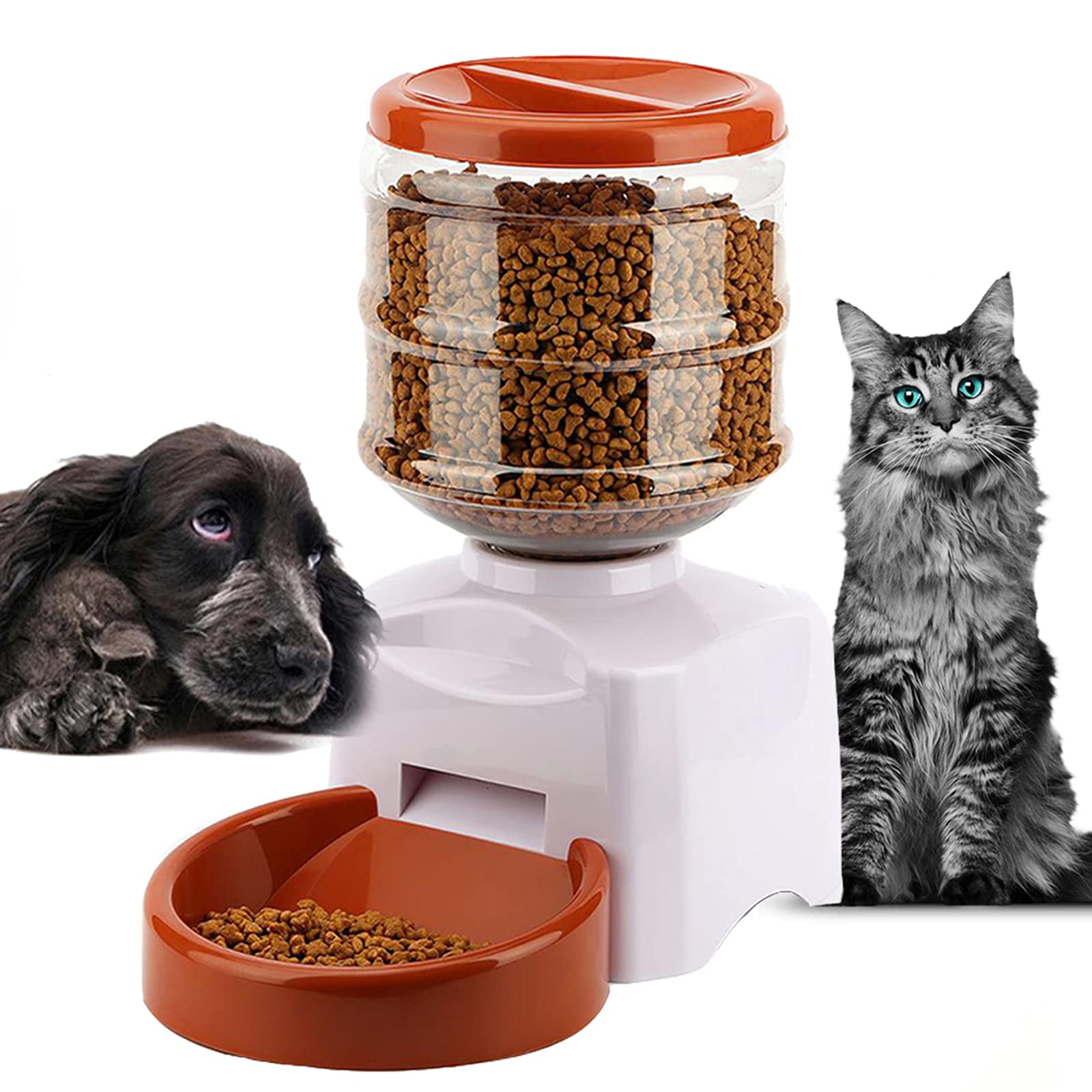 Alimentador Automático De Gato, Smart Feeder, Temporizador Programable 5.5 litros Pet Food Dispensador Digital, Grabación Voz hasta 3 Comidas para Pequeño Mediano Grande Gatos Perros Animales