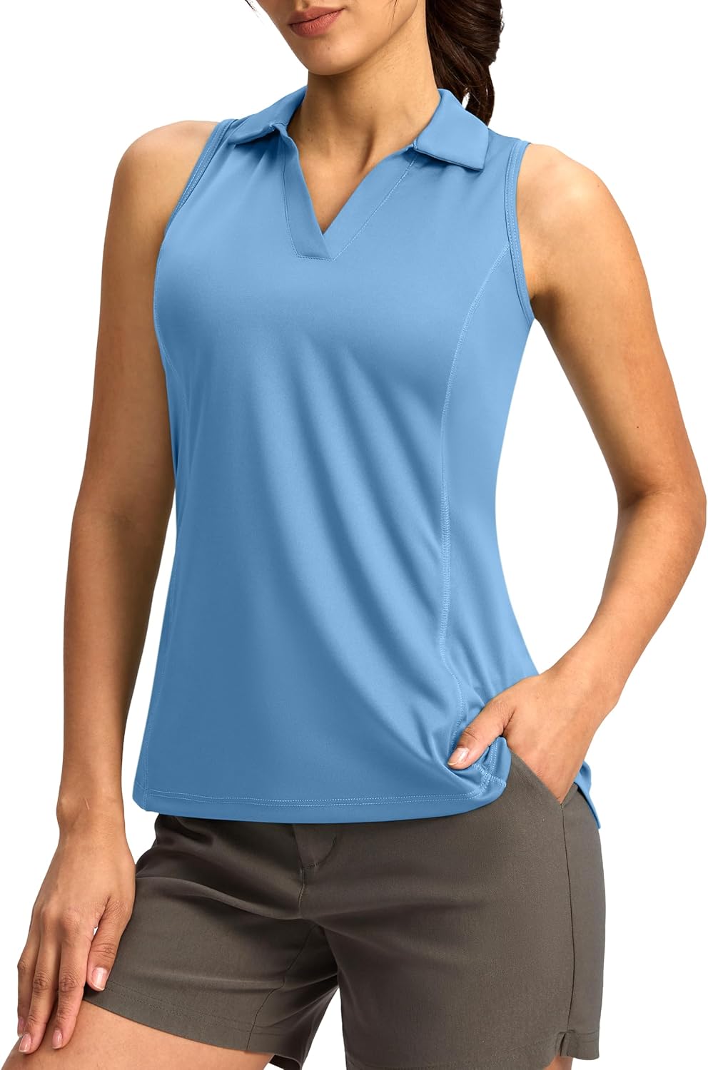 G Gradual Women's Golf Shirt Sleeveless Lightweight V Neck Tennis Polo Shirts with Collar Quick Dry Athletic Tops for Women