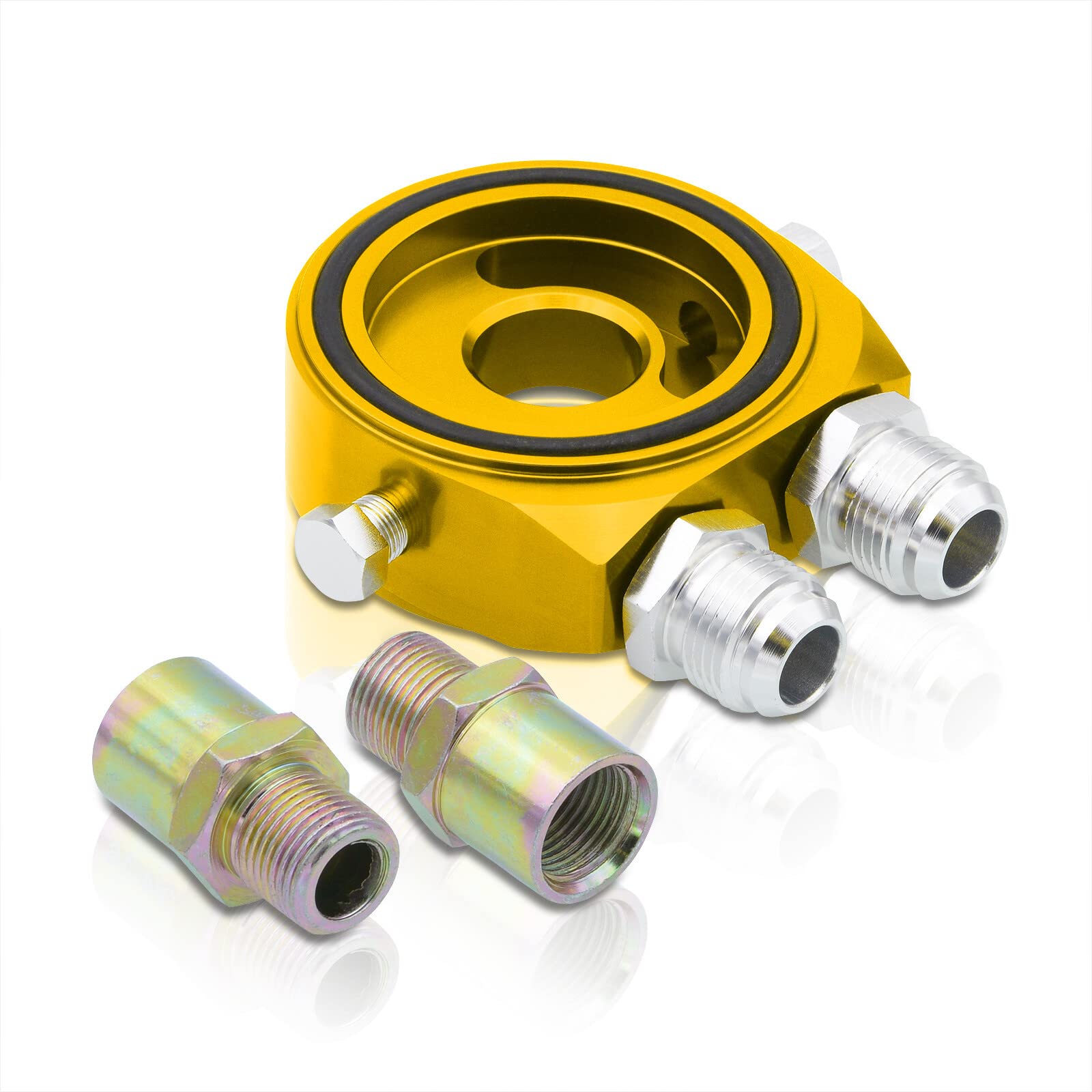 Universal Oil Filter Sandwich Plate Adapter – M20x1.5 & 3/4-16 Threads – Silver Aluminum 4 thumbnail image