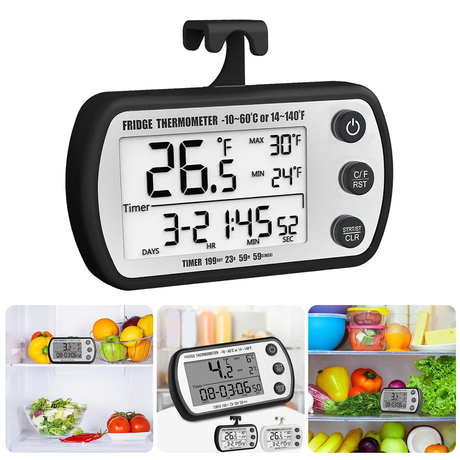 Digital Freezers Thermometers with Clear Screens Kitchen Refrigerator Thermometers for Cooking Enthusiasts & Homemakers