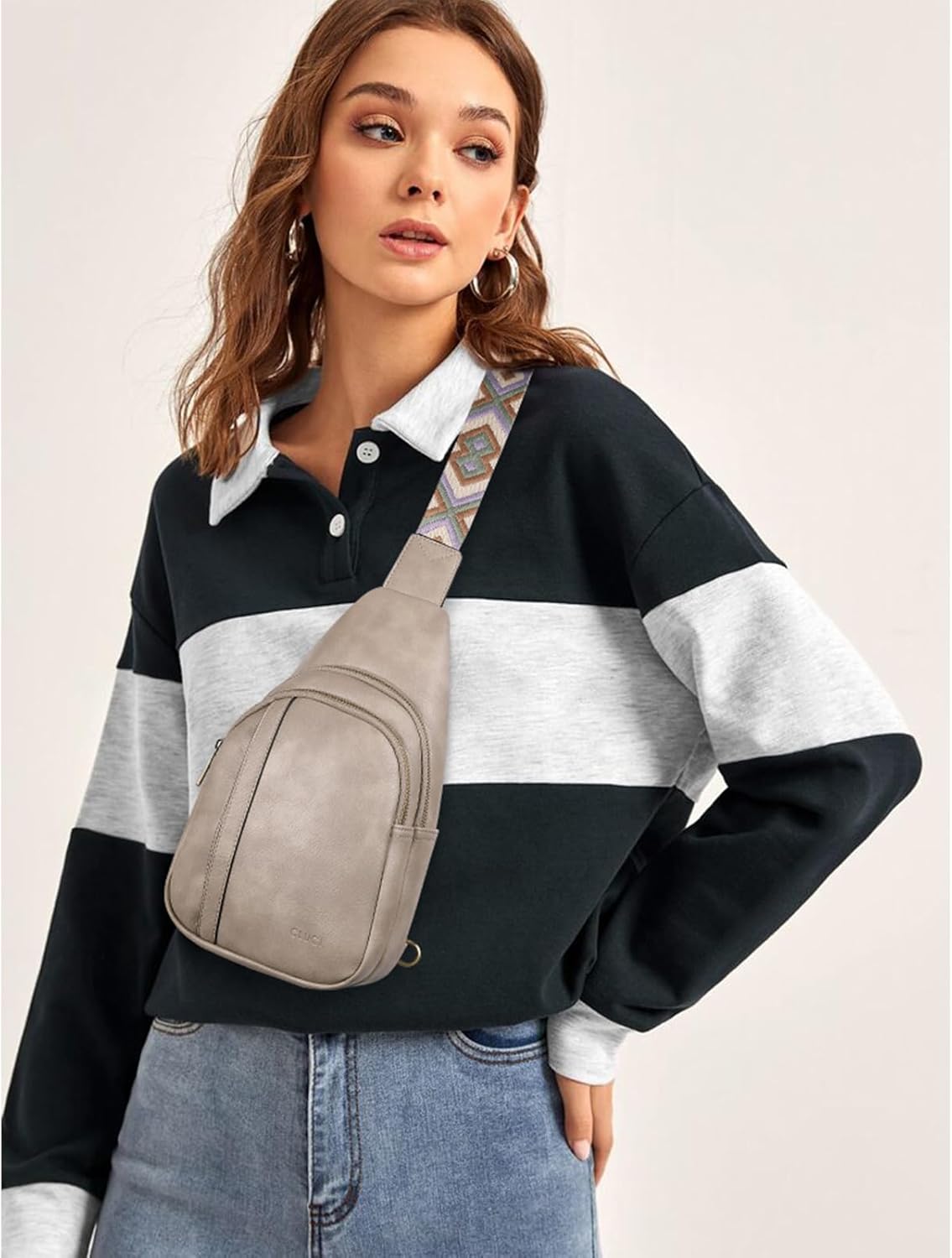 CLUCI Crossbody Bags for Women Men,Leather Sling Bag Cross Body Backpack for Woman Gifts for Women Birthday Unique - Image 2