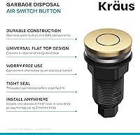 Vista 6 de KRAUS Botón de interruptor de aire para eliminación de basura de montaje plano en latón cepillado, KWDB-20BB