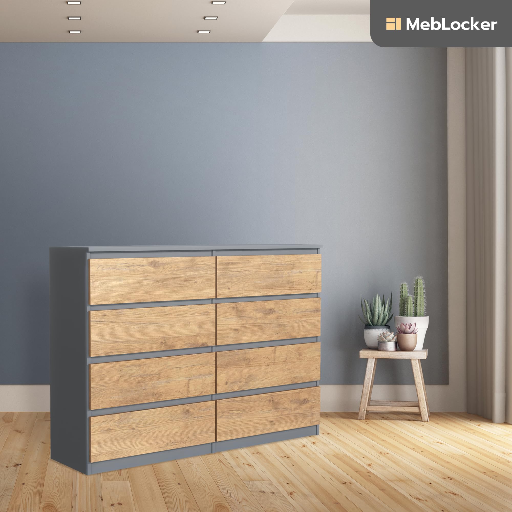 Cassettiera con 8 Cassetti - Settimino 120x101x39 cm - Cassettiera Salvaspazio per la Camera da Letto e Soggiorno - Armadio con Cassetti dal Design Moderno - Antracite