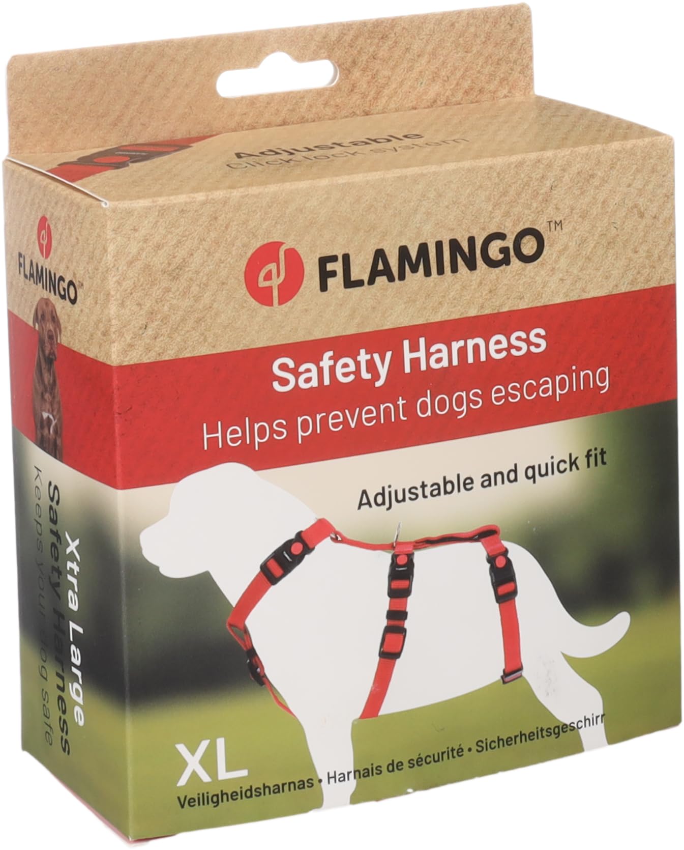 Dog Safety harness Zera Red XL 70-110cm 85-120cm 65-114cm 25mm