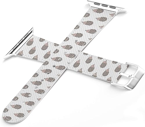 Miniatura 3 de Correa de muñeca compatible con Apple Watch Series 7654321SE y funda de teléfono a juego con puntos elegante y bonita correa de piel sintética erizo