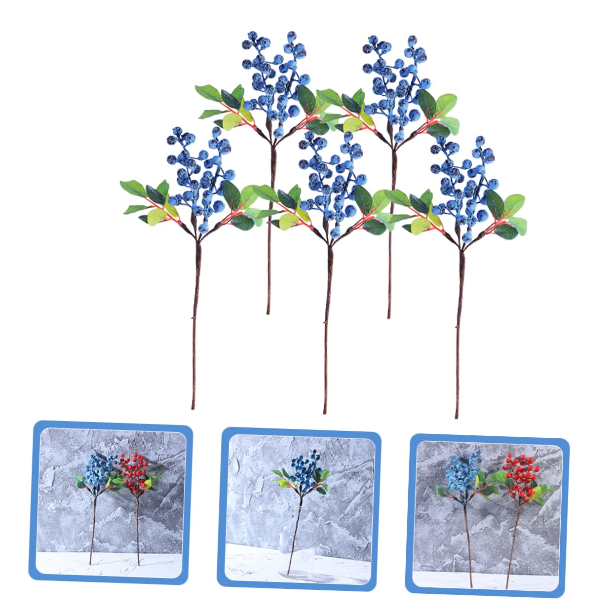 Abaodam 20pezzi Bacche Natalizie Artificiali Rami Di Bacche Di Agrifoglio Per Decorazioni Di Natale e Matrimoni Per Creazioni Festive e Ambienti Accoglienti