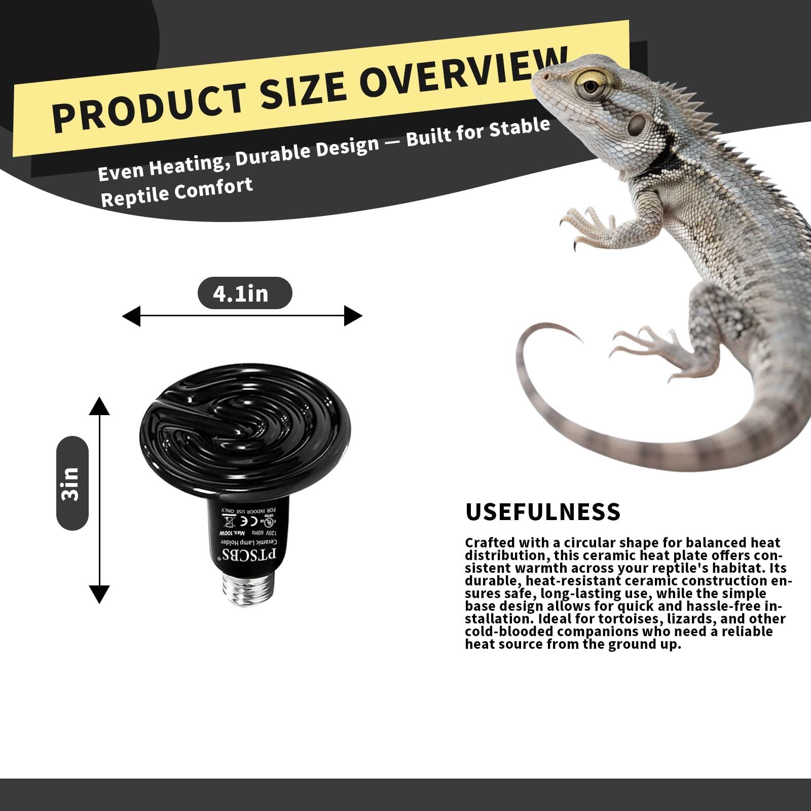 100W Reptile Heat Lamp(2 Packs)-Ceramic Heat Emitter for Reptiles Amphibian Pet Brooders Chicken Incubation, and Terrariums Turtle Lizard Bearded Dragon Snake E26 - image 6