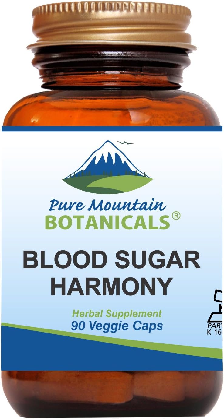 Pure Mountain Botanicals Blood Sugar Harmony Kosher Capsules with Organic Cinnamon Bark – Nopal Cactus – Gymnema Herb – Fenugreek Seed & Chromium
