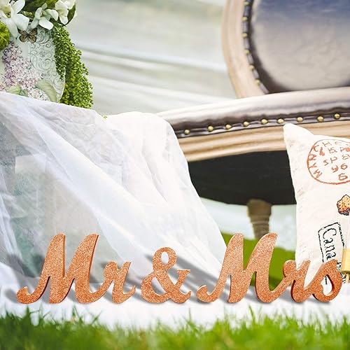 Miniatura 6 de Letrero de madera con texto en inglés "Mr and Mrs", letras rústicas de matrimonio para mesa de boda, decoración de señorita señor para fotos, mesa