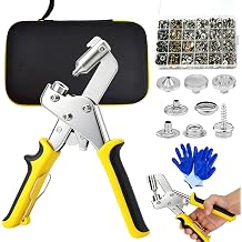 Fesorsi Heavy Duty Snap Fastener Tool, 100 Sets 15mm Metal Fasteners Buttons with Gloves, Storage Bag & Snap Box, Snap Button Kit for Boat Cover, Canvas, Leather, Tarps, Sewing & DIY Crafts