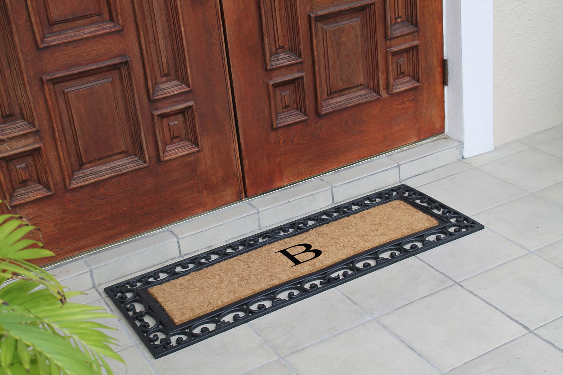 First Impression Exclusive Hand Crafted Myla Monogrammed Entry Doormat, Large Double Door Size (17.7 x 47.25)-RC2004B