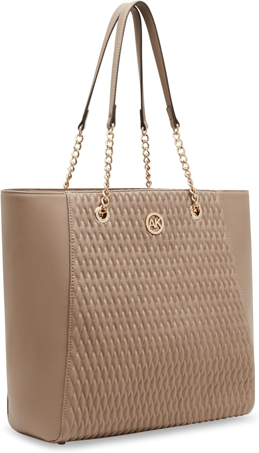 Anne Klein womens Anne Klein Medium Ruched Tote With Chain Straps