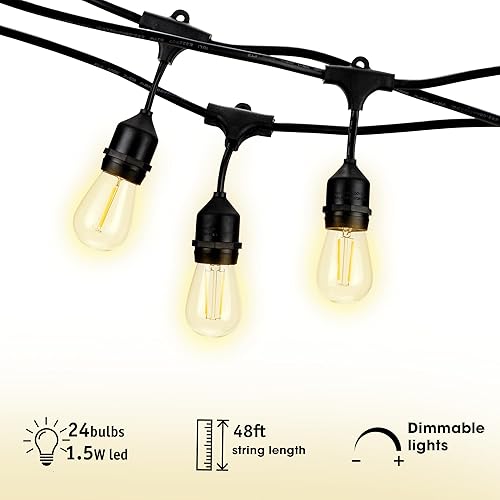 Miniatura 3 de Salida de iluminación navideña LED para patio al aire libre | Cadena de luces colgantes para exteriores de 46 pies | Incluye 16 bombillas de