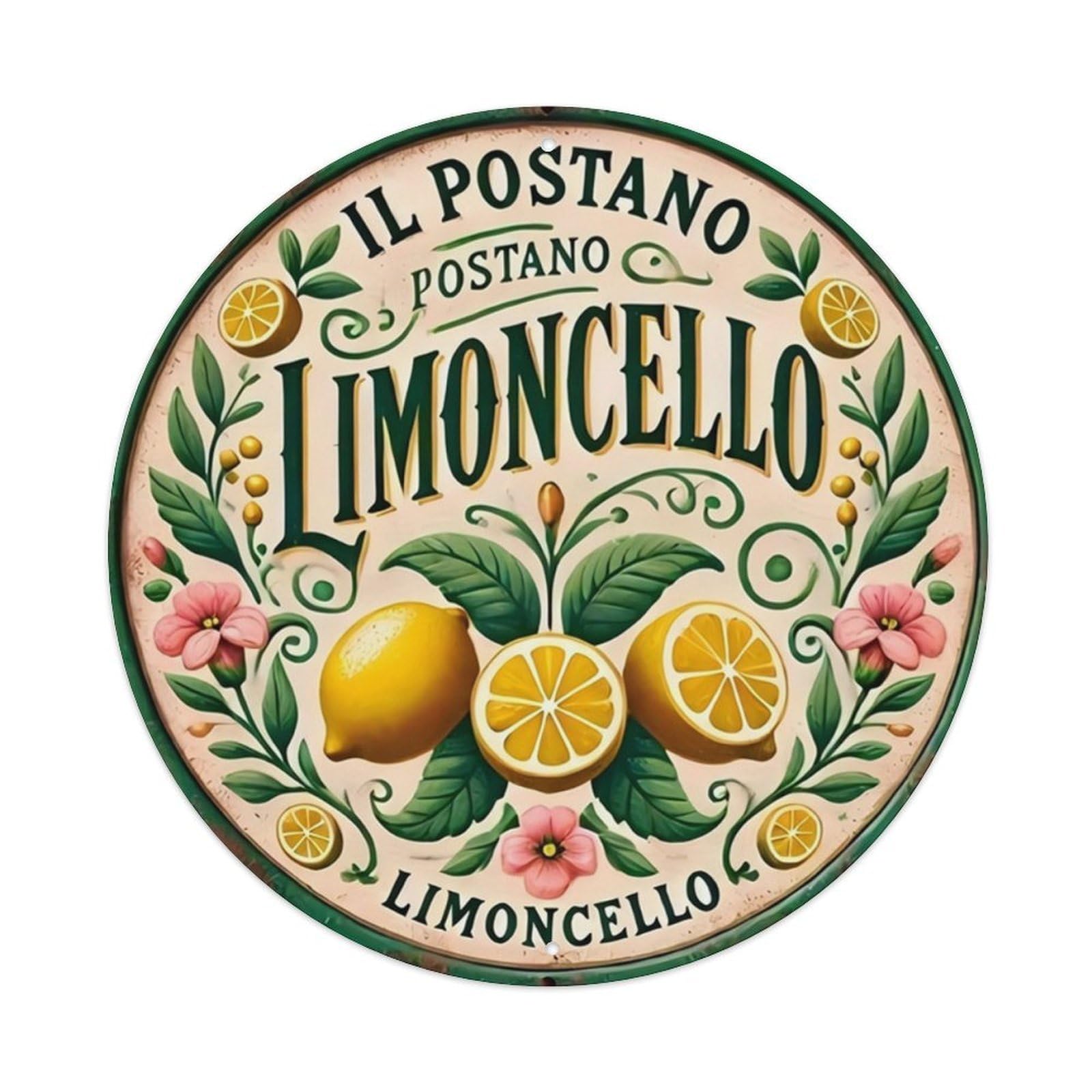 Vintage Limoncello Postano Sign Vintage Aluminium Metal Sign, Retro Wall Decor for Home, Bar, Garage & Farmhouse 20x20cm