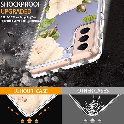 Miniatura 3 de LUHOURI Funda para Samsung Galaxy S21, funda de TPU transparente con diseños florales de moda de jardín para mujeres y niñas, a prueba de golpes,