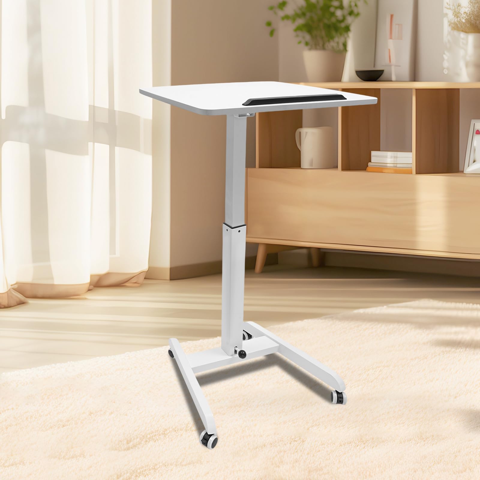 Adjustable Rolling Desk Mobile Standing Desk Height Adjustable Laptop Table with Locking Wheels 28-42 5 Inch Height Range — view 7