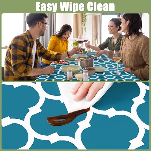 Miniatura 77 de Smiry - Mantel rectangular para mesa de pícnic, impermeable, elástico, ajustable para mesas de 6 pies de vinilo con parte trasera de franela Verde