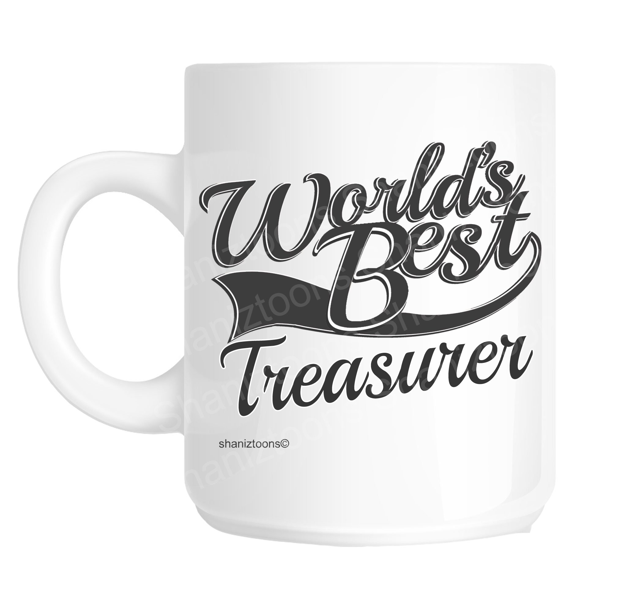 Shaniztoons White Treasurer World's Best Novelty Gift Mug