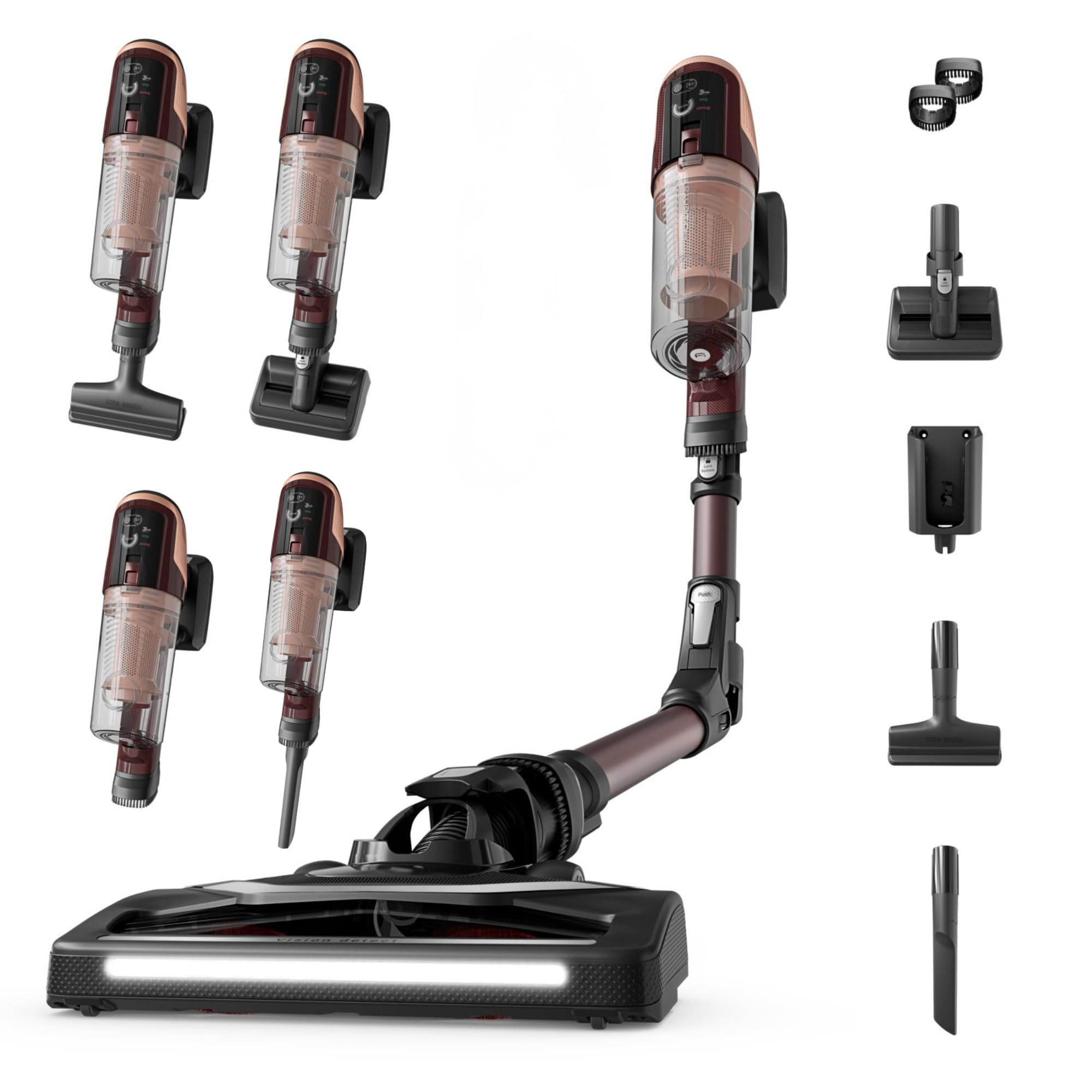 Rowenta X-Pert 6.80 Flex, Aspiradora Escoba Sin Cable, AutonomÃa de hasta 60 Minutos, con Luces led, Limpieza 4 en 1, Ligera, Smart Control Display, Modelo Animal Flex, Burdeos, RH6493E0