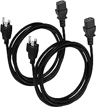(2-Pack) 15ft. Universal PC Power Cord - 3 Prong AC Power Cable Replacement for Computer, Monitor, Scanner, Printer - IEC 320 C13 to NEMA 5-15P, 18awg, 125V 10 Amp (15-Feet)