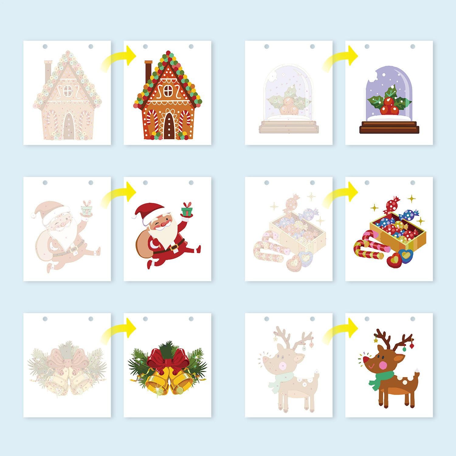 Calendario De Adviento | Calendario de Mesa Temática de Navidad Pinturable | Planificador De Suministros De Arte Para Pintura Y Artesanía Para Adolescentes Hogar Cocina Escuela Familia