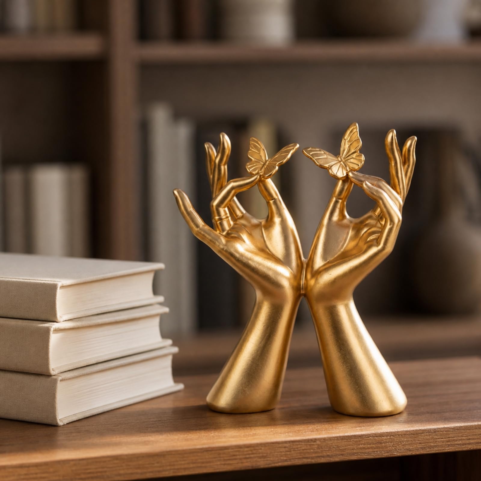 LOVIVER Escultura con s Artística Adorno Escultural Decoración para Estantería, Oro