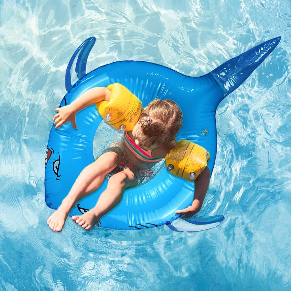 Pool Floats Kids Shark Floaties Inflatable Pool Swim Lounger Raft Summer Swimming Ring Pool Toys for Adults Kids 40.9"*32.3"*17.7"