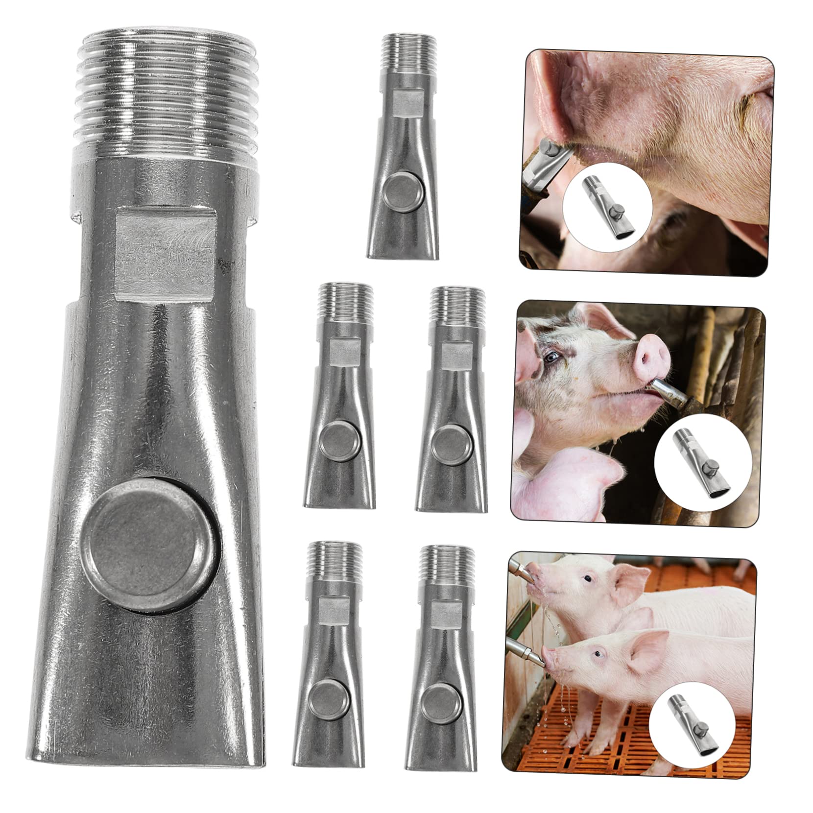 5pièces Abreuvoir Automatique Acier Pour Cochons Distributeur Eau Pour Porcelets Eau Et Travail