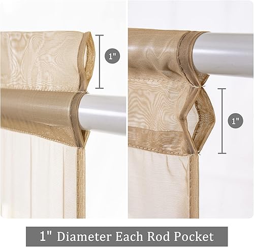 Vista 38 de MIULEE - Cortinas semitransparentes para puerta francesa de 2 paneles