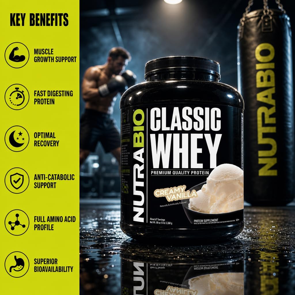 NutraBio Classic Whey Protein Powder- 25G of Protein Per Scoop - Full-Spectrum Amino Acid Profile - No Fillers, Artificial Colors, Preservatives - Low Glycemic Index - Creamy Vanilla, 5 Pounds image 5